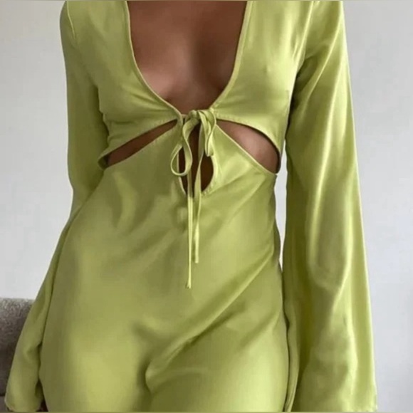 Rumored Green Mini Dress w Cutouts - Picture 2 of 3